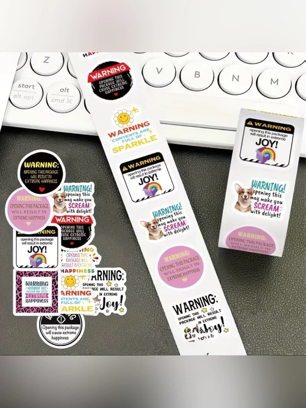 Joy Warning Sticker Roll of 100 - New